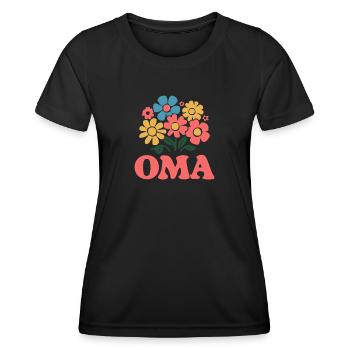 Oma Blumen Liebe Dankbarkeit Erinnerung Dekor - Frauen Funktions-T-Shirt - Schwarz - Vorne - AI Model Female 172 light (172cm)