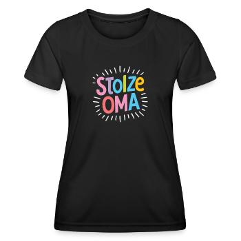 Stolze Oma Spruch Liebe Enkel Familie Glück - Frauen Funktions-T-Shirt - Schwarz - Vorne - AI Model Female 172 light (172cm)
