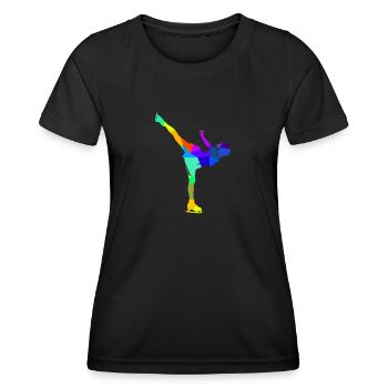 Patinage artistique Patin à glace Polygone arc-en-ciel - T-shirt sport Femme - noir - Devant - AI Model Female 172 light (172cm)