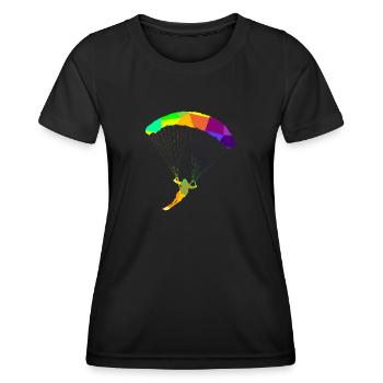 Ski Paragliding Regenbogen Farben Polygon Sport - Frauen Funktions-T-Shirt - Schwarz - Vorne - AI Model Female 172 light (172cm)