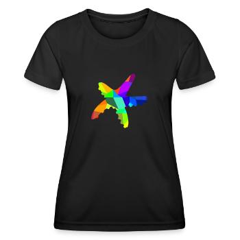 Seestern Taucher Regenbogen Tiere Polygon - Frauen Funktions-T-Shirt - Schwarz - Vorne - AI Model Female 172 light (172cm)