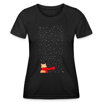 Schneekatze getigert (lang) - Frauen Funktions-T-Shirt - Schwarz - Vorne - AI Model Female 172 light (172cm)