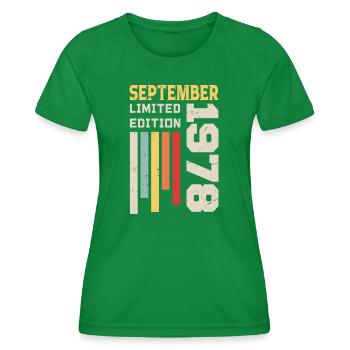 September 1978 Birthday Gift September 1978 - Women's Functional T-Shirt - kelly green - Front - AI Model Female 172 dark (172cm)