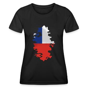 Chile Flagge Südamerika Chilenische Fahne Vintage - Frauen Funktions-T-Shirt - Schwarz - Vorne - AI Model Female 172 light (172cm)