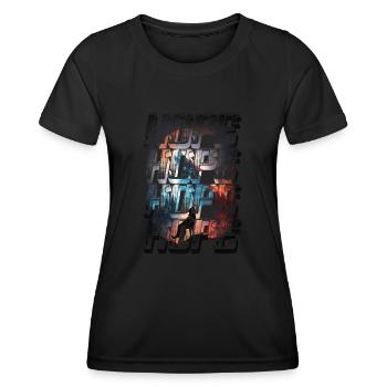 Wolf Mond Hoffnung - Frauen Funktions-T-Shirt - Schwarz - Vorne - AI Model Female 172 light (172cm)