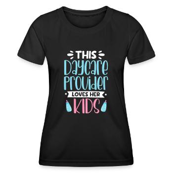 This Daycare Provider Loves Her Kids - Daycare - Women's Functional T-Shirt - black - Front - AI Model Female 172 light (172cm)