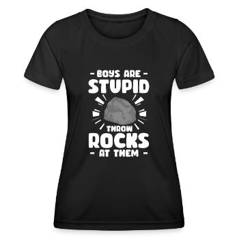 Boys Are Stupid Throw Rocks At Them Geologist - Women's Functional T-Shirt - black - Front - AI Model Female 172 light (172cm)