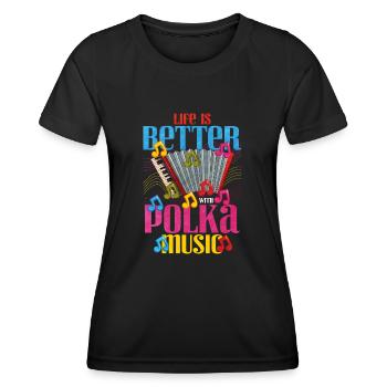 Accordéon Polka musique cadeau - T-shirt sport Femme - noir - Devant - AI Model Female 172 light (172cm)