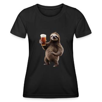 Faultier Bier - Frauen Funktions-T-Shirt - Schwarz - Vorne - AI Model Female 172 light (172cm)