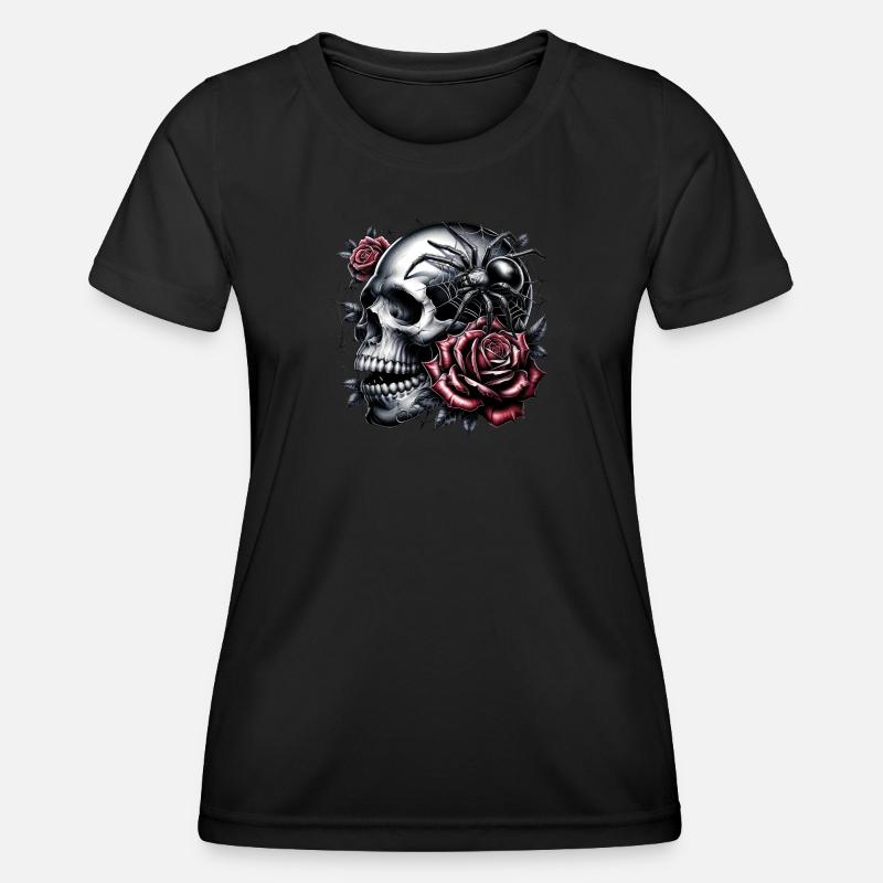 A dance between skulls and roses - Women's Functional T-Shirt - black