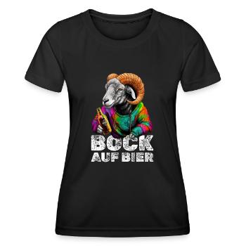 Bock auf Bier Spruch Ziege JGA Party Trinken - Frauen Funktions-T-Shirt - Schwarz - Vorne - AI Model Female 172 light (172cm)