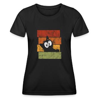 Chat chat rétro chat miaau - T-shirt sport Femme - noir - Devant - AI Model Female 172 light (172cm)