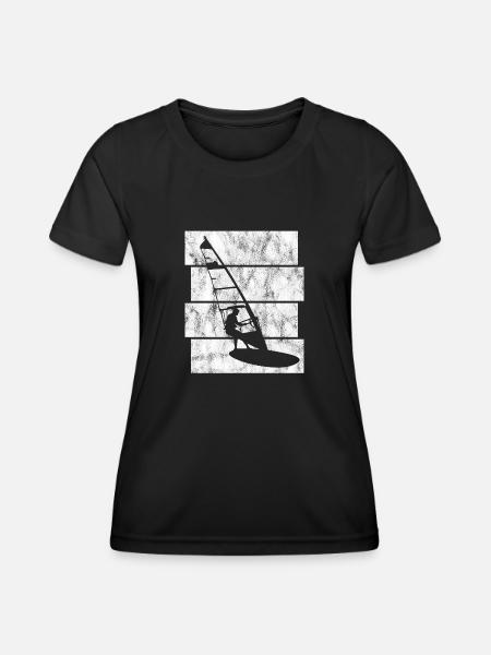 Windsurfing Windsurfers Retro Windsurfing Surfing - Women's Functional T-Shirt - black