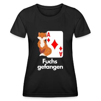 Fuchs gefangen beim Doppelkopf - Frauen Funktions-T-Shirt - Schwarz - Vorne - AI Model Female 172 light (172cm)