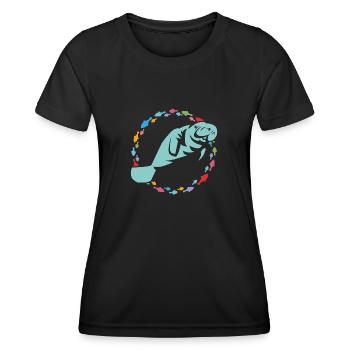 I love manatees - Women's Functional T-Shirt - black - Front - AI Model Female 172 light (172cm)