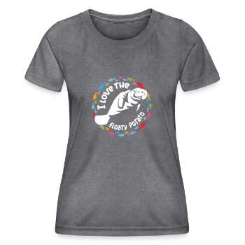 Ich liebe Manatees, die floaty potatoe - Frauen Funktions-T-Shirt - dunkle Melange  - Vorne - AI Model Female 172 light (172cm)