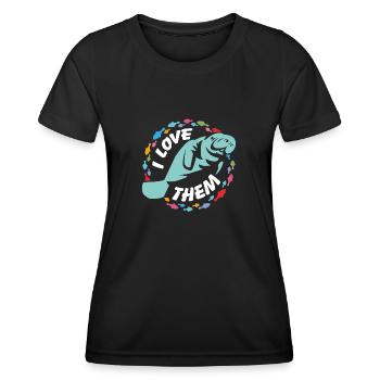 Ich liebe Manatees - Frauen Funktions-T-Shirt - Schwarz - Vorne - AI Model Female 172 light (172cm)