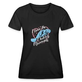 Ich liebe Manatees, Dugongs. Farbenfrohes Design - Frauen Funktions-T-Shirt - Schwarz - Vorne - AI Model Female 172 light (172cm)