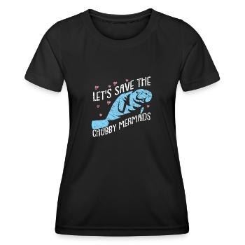 Let's save the manatees. Colorful design - Women's Functional T-Shirt - black - Front - AI Model Female 172 light (172cm)