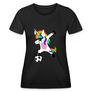 Dabbing Football Unicorn Idée cadeau Dab Licorne - T-shirt sport Femme - noir - Devant - AI Model Female 172 light (172cm)
