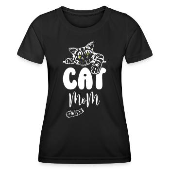 Maman chat - T-shirt sport Femme - noir - Devant - AI Model Female 172 light (172cm)