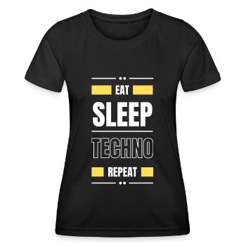 manger dormir techno répéter l’idée cadeau fête en disant - T-shirt sport Femme - noir - Devant - AI Model Female 172 light (172cm)