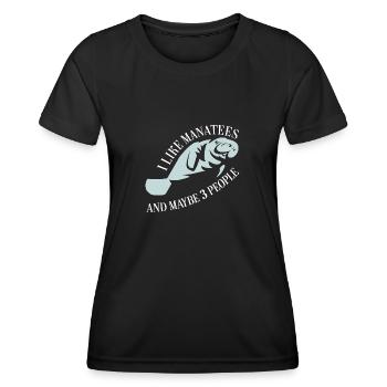 I love manatees, the floaty potatoe - Women's Functional T-Shirt - black - Front - AI Model Female 172 light (172cm)
