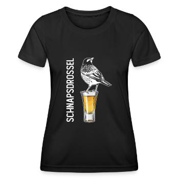 Schnapsdrossel Schnapstrinker Alkohol Schnaps - Frauen Funktions-T-Shirt - Schwarz - Vorne - AI Model Female 172 light (172cm)