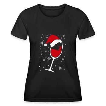 Verre à vin Santa Hat Noël - T-shirt sport Femme - noir - Devant - AI Model Female 172 light (172cm)