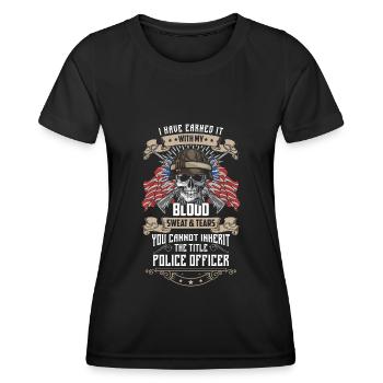 Police Law Enforcement Policewoman Uniform - Women's Functional T-Shirt - black - Front - AI Model Female 172 light (172cm)