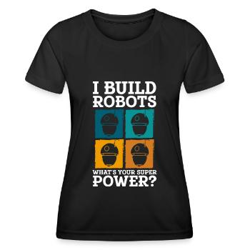 Android Elektrik Cyborg - Frauen Funktions-T-Shirt - Schwarz - Vorne - AI Model Female 172 light (172cm)