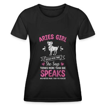 Bélier Superstition de naissance Minerva - T-shirt sport Femme - noir - Devant - AI Model Female 172 light (172cm)
