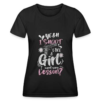 Gun Lover Pistol Sport War - T-shirt sport Femme - noir - Devant - AI Model Female 172 light (172cm)