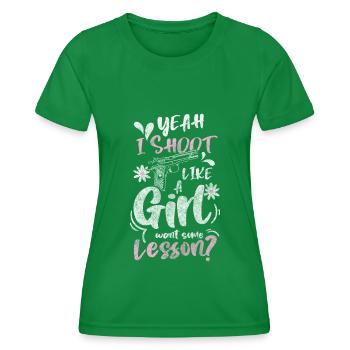 Gun Lover Pistol Sport War - T-shirt sport Femme - vert - Devant - AI Model Female 172 dark (172cm)