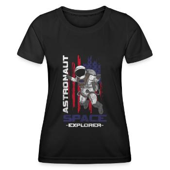 Astronaut Raumfahrt Schwerelos Galaxie - Frauen Funktions-T-Shirt - Schwarz - Vorne - AI Model Female 172 light (172cm)