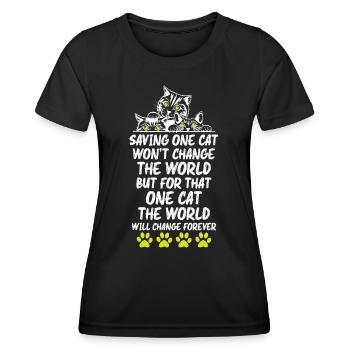 Amoureux des chats - T-shirt sport Femme - noir - Devant - AI Model Female 172 light (172cm)