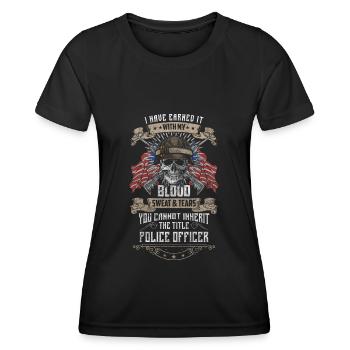 Polizistin Gesetzeshüter Sirene - Frauen Funktions-T-Shirt - Schwarz - Vorne - AI Model Female 172 light (172cm)