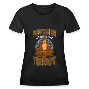 Yoga Frieden Meditieren Achtsamkeit - Frauen Funktions-T-Shirt - Schwarz - Vorne - AI Model Female 172 light (172cm)