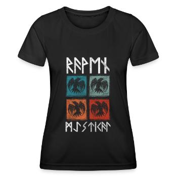 Mythologie Nebelkrähe Begleiter - Frauen Funktions-T-Shirt - Schwarz - Vorne - AI Model Female 172 light (172cm)