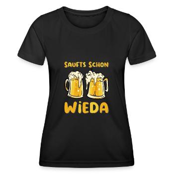 Saufen Alkohol Spruch Bier Geschenk - Frauen Funktions-T-Shirt - Schwarz - Vorne - AI Model Female 172 light (172cm)