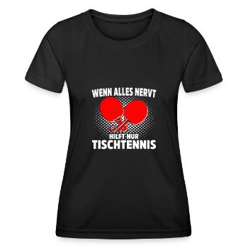 Tischtennisspieler Geschenk Ping Pong Tischtennis - Frauen Funktions-T-Shirt - Schwarz - Vorne - AI Model Female 172 light (172cm)