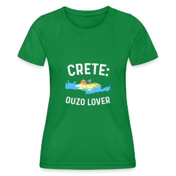 Crete Ouzo Lover - Women's Functional T-Shirt - kelly green - Front - AI Model Female 172 dark (172cm)