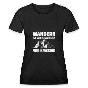 Wandern Geschenk Für Wanderer Berge Trekking - Frauen Funktions-T-Shirt - Schwarz - Vorne - AI Model Female 172 light (172cm)