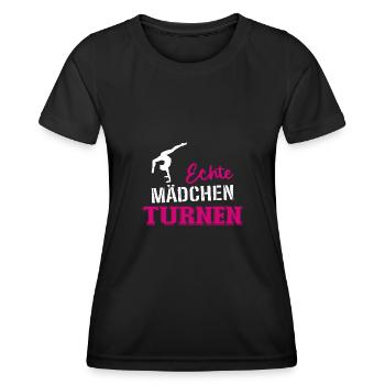 Turnen Akrobatik Cheerleading Turnerin Bodenturnen - Frauen Funktions-T-Shirt - Schwarz - Vorne - AI Model Female 172 light (172cm)