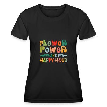 Les fleurs sont mon happy hour - T-shirt sport Femme - noir - Devant - AI Model Female 172 light (172cm)
