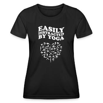 Facilement distrait par le yoga yogi - T-shirt sport Femme - noir - Devant - AI Model Female 172 light (172cm)