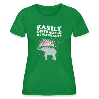 Facilement distrait par les éléphants éléphant fleur de lotus - T-shirt sport Femme - vert - Devant - AI Model Female 172 dark (172cm)