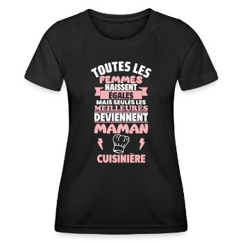 Cadeau Fête des Mères - Maman Cuisinière,cuisine - T-shirt sport Femme - noir - Devant - AI Model Female 172 light (172cm)
