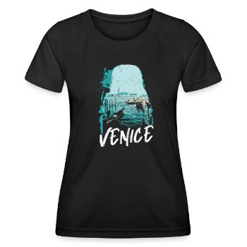 Venise et ses Gondoles: Illustration Élégante - T-shirt sport Femme - noir - Devant - AI Model Female 172 light (172cm)