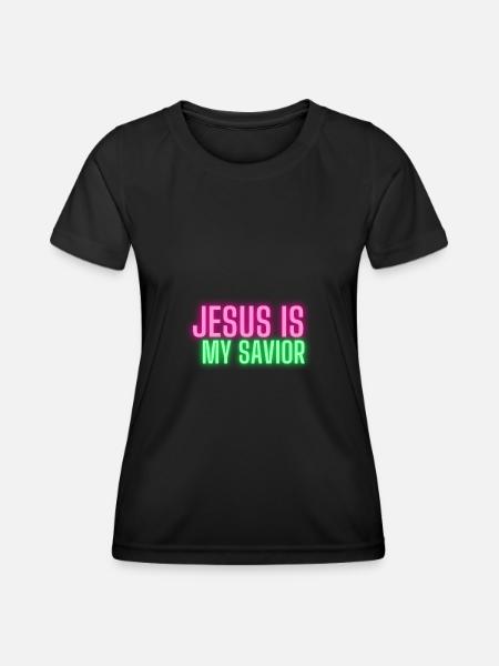 Jesus ist mein Retter Christliche Sprüche Kleidung - Funktionsshirt til damer - sort